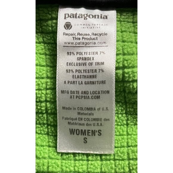 Patagonia Women's Small R1 Long Sleeve 1/4 Zip Waffle Fleece Green Apple - Picture 7 of 7